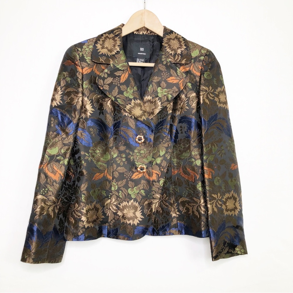DD Collection, Brown, Jacquard, multicolored two button blazer